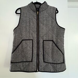 Quilted Black and White Herringbone Vest
